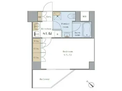 ブリリアイスト千駄ヶ谷(1K/4階)の間取り写真