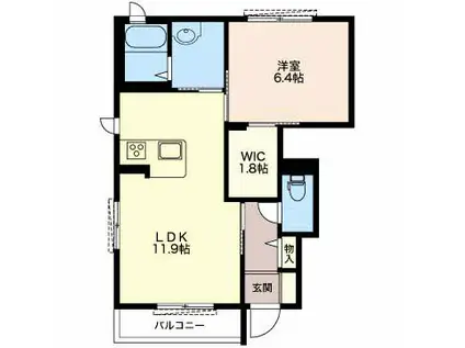ベリーT(1LDK/1階)の間取り写真