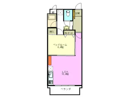 ミクニハイツ(1LDK/7階)の間取り写真