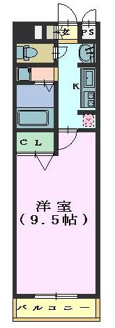 ラッフルズ東山(1K/6階)の間取り写真