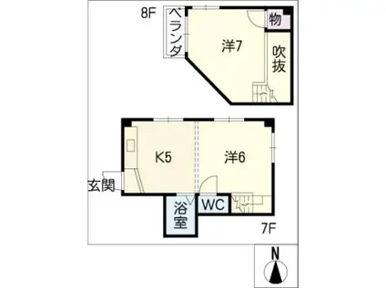 アシスト岐阜マンション(2K/8階)の間取り写真