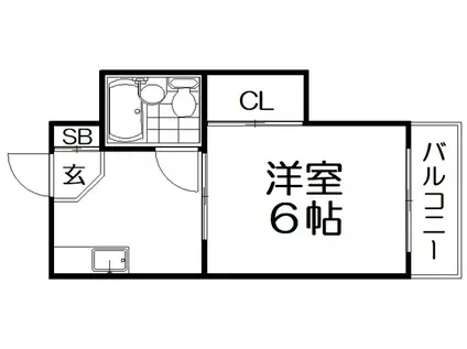 ディーム香里B(1K/3階)の間取り写真