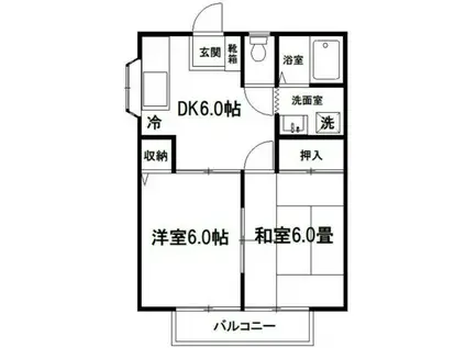 サンシャインII(2DK/2階)の間取り写真