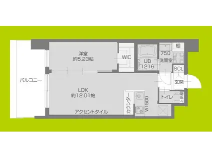 プレジオ玉造(1LDK/10階)の間取り写真