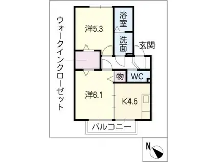 リーベンハイム A棟(2K/2階)の間取り写真