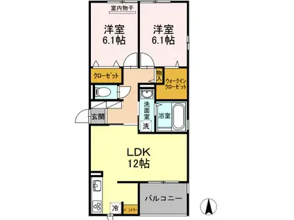カーサ・寿A棟(2LDK/3階)の間取り写真