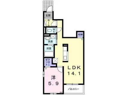 メゾンパーク 三ノ丸(1LDK/1階)の間取り写真