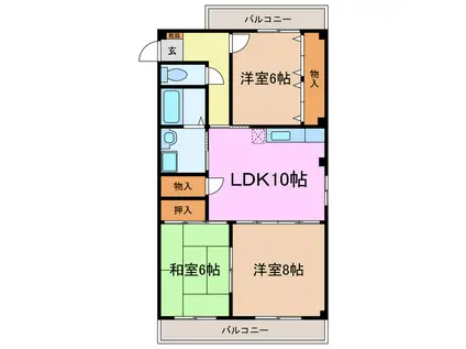 グランドールS(3LDK/2階)の間取り写真