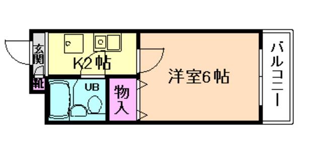 箕面コーポ(1K/3階)の間取り写真