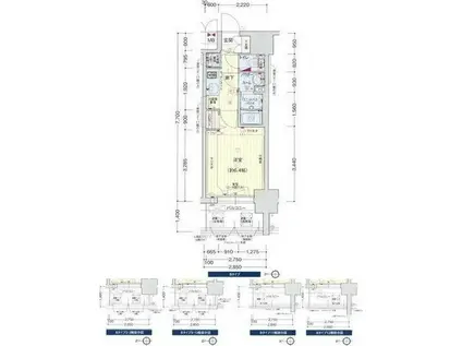 プレサンス天神橋スカイル(1K/12階)の間取り写真