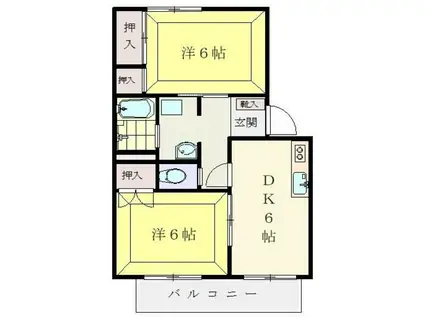 パークサイドB(2DK/1階)の間取り写真