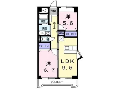 メゾン・アン・ソレイユIII(2LDK/1階)の間取り写真