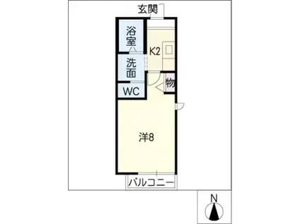 リヴィエール杉(1K/2階)の間取り写真