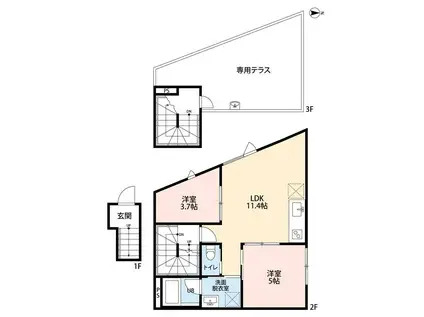 テラス新江古田(2LDK/1階)の間取り写真