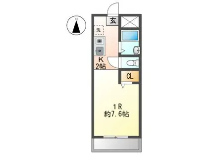 ルイーズ(ワンルーム/2階)の間取り写真