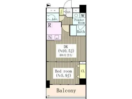 ソルパシオ亀有(1DK/2階)の間取り写真