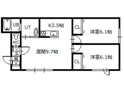 MILK(2LDK/1階)の間取り写真