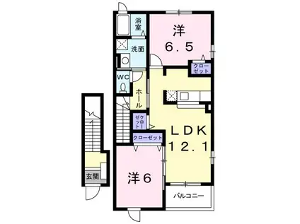 アルカンシエル(2LDK/2階)の間取り写真