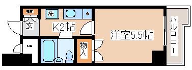 ヌーベルフルーブ(1K/6階)の間取り写真