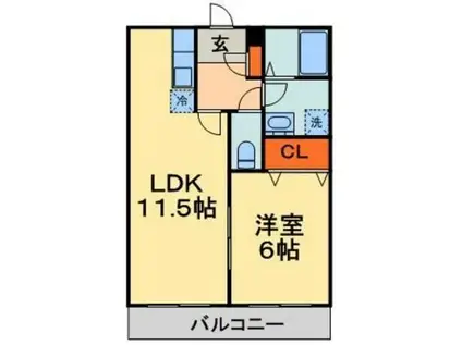 ピースコート(1LDK/1階)の間取り写真