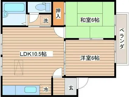 ウォクヒル・北山(2LDK/2階)の間取り写真
