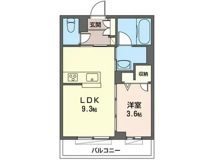 アヴァンセ横濱鶴ヶ峰(1LDK/2階)の間取り写真