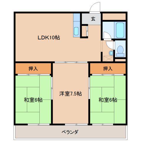 大宮1丁目ビル(3LDK/3階)の間取り写真