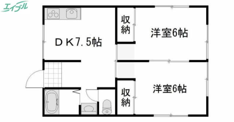 エムズコート妹尾(2DK/1階)の間取り写真
