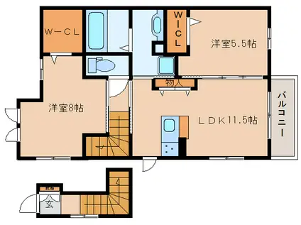 グランデュオ II番館(2LDK/2階)の間取り写真