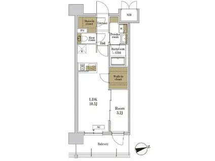 RJRプレシア川口(1LDK/8階)の間取り写真