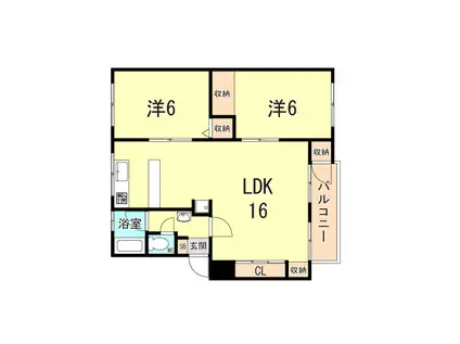神陵台東49号棟(2LDK/5階)の間取り写真