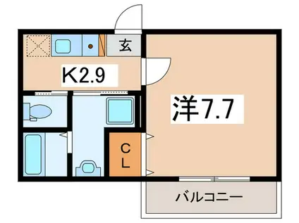 ライオンズヴィラ桜台(1K/2階)の間取り写真