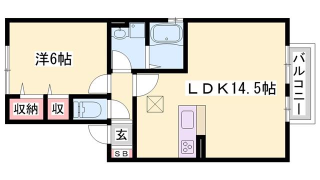 リーフデ(1LDK/2階)の間取り写真
