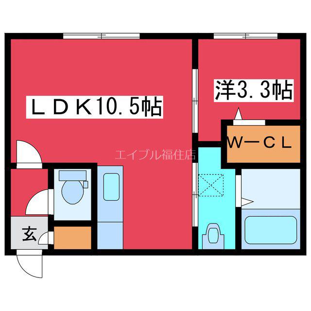CITY RESIDENCE月寒西(1LDK/3階)の間取り写真