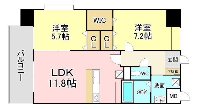 リオ・グランデ(2LDK/3階)の間取り写真