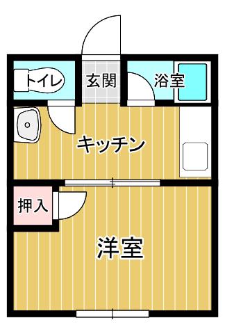 アリエッタ平井中央A(1K/1階)の間取り写真