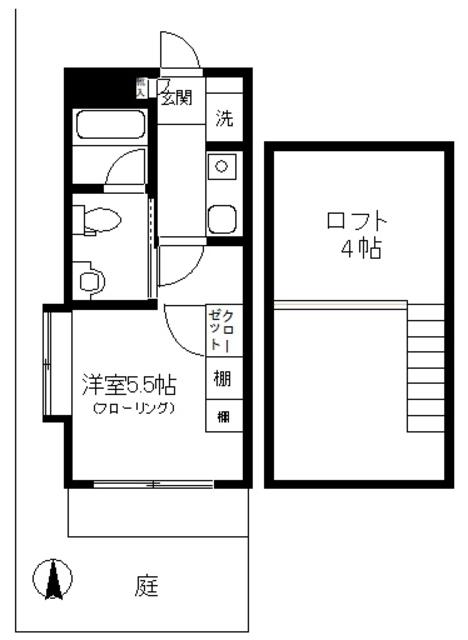 ハイランドエイト(1K/1階)の間取り写真