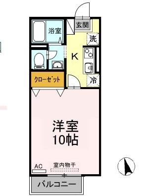 モーニンググローリー(1K/1階)の間取り写真