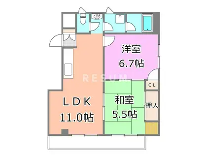 メゾン三羊(2LDK/2階)の間取り写真