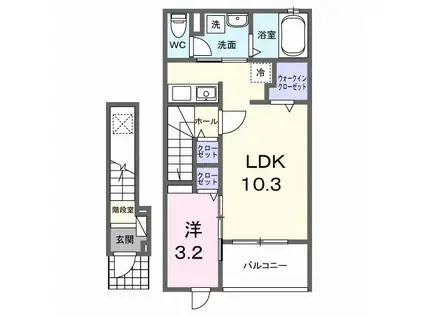 COWBELL COURT(1LDK/2階)の間取り写真