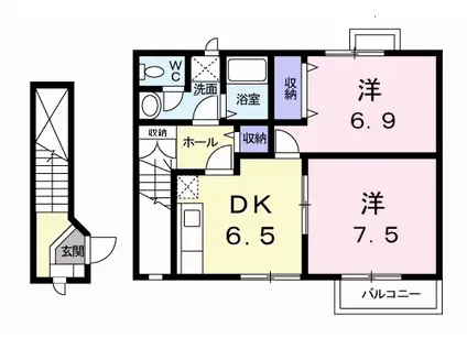 コーポウインド(2DK/2階)の間取り写真