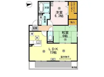 セジュール清少納言C棟(2LDK/1階)の間取り写真