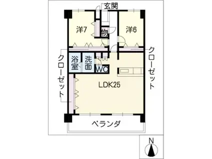 グランデール城東(2LDK/5階)の間取り写真