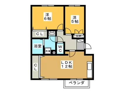 セピア新栄(2LDK/3階)の間取り写真