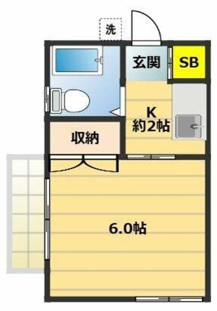第三赤坂ハイツ(1K/1階)の間取り写真