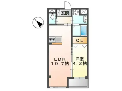 GEMINI I(1LDK/2階)の間取り写真