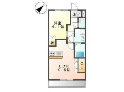 アースガーデン(1LDK/1階)の間取り写真