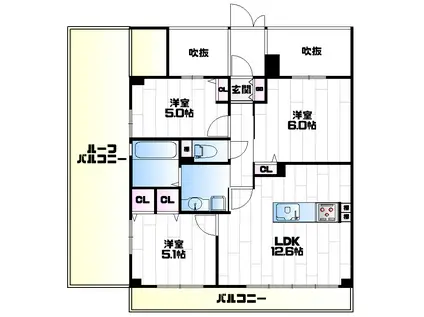 レクセルガーデン西国分寺(3LDK/3階)の間取り写真