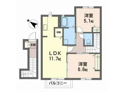 フォレストパーク(2LDK/2階)の間取り写真