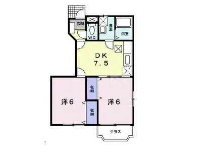 ドミール藤ノ木 A(2DK/1階)の間取り写真
